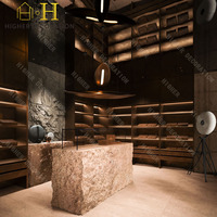 Vitrine de présentation de cigares en bois de cèdre espagnol de luxe sur mesure, mobilier de salle à cigares, design de salle d'exposition de cigares commerciale