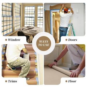 Maskeleme kağıt duvar ressamlar için zemin kaplama ince kağıt rulolar otomotiv boyama inşaat yüzey koruma - Product Image 3