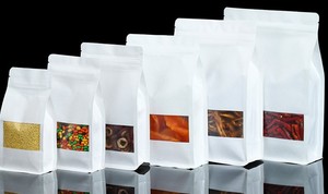 Túi Giấy Kraft màu trắng và nâu tám mặt với cửa sổ mờ moq 100 chiếc đáy phẳng có thể thêm logo - Product Image 4