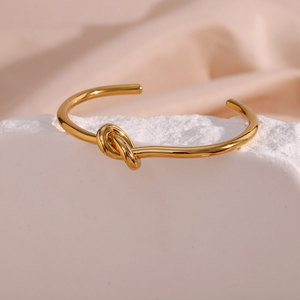 Bracelet et jonc en acier inoxydable anti-ternissement, résistant à l'eau, plaqué or 14K 18K, pour femmes - Product Image 3