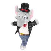 Jouet en peluche éléphant rembourré de coton PP, personnalisable, avec costume, OEM ODM