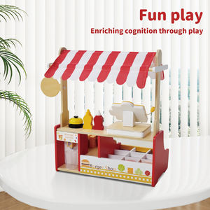Montessori educativi in miniatura in legno Hamburger Stand Juguetes gioco di ruolo immaginazione negozio di taglio giocattoli per bambini ragazzi ragazze - Product Image 4