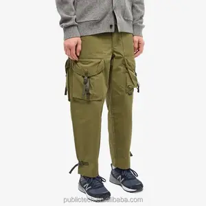 OEM अनुकूलित उच्च गुणवत्ता 100% कॉटन पुरुषों की कैज़ुअल स्लिम आरामदायक मल्टी पॉकेट कार्गो पैंट