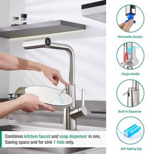 4 Water Function Modes Single Handle Single Hole Pull Out 2 in 1 Kitchen Faucet Mixer Tap with Combined Soap Dispenser - Product Image 3