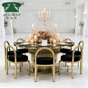 Hotel Furniture Glass Gold Stainless Steel Wedding <b>Round</b> <b>Table</b> for Wedding - Product Image 6