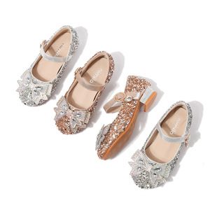 Flower Sequins Glitter Litter <strong>Girls</strong> <strong>Bridesmaids</strong> Mary Jane Wedding Dress Princess Low Heels <strong>Shoes</strong> for Kids - Product Image 2