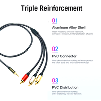 Câble audio vidéo 3,5 mm vers 3 RCA 6,6 pieds/2 m Adaptateur avec cordon stéréo AUX 3 RCA mâle pour lecteur DVD Caméra Câble AV