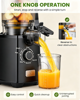 Koude Pers Sapcentrifuge voor Thuisgebruik, 130mm Diameter, 1.8L Capaciteit, voor Hele Fruit & Groenten, 300W, Automatische Masticatie