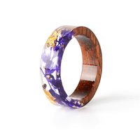 INS Bijoux Pour Homme Violet Bois Et Résine Séchée Fleur Anneau
