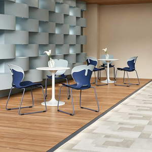 Chaise de salle à manger ergonomique de style scandinave <span class=keywords><strong>en</strong></span> PP, chaise coquille empilable avec pieds <span class=keywords><strong>en</strong></span> traîneau/roulettes pour usage bureau et hôtel - Product Image 5