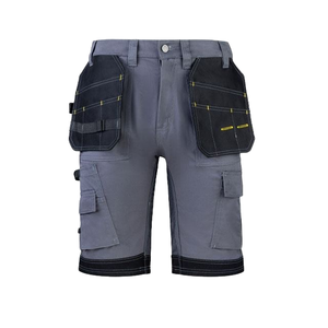 Custom Made Men's High Street Style Cargo <b>Shorts</b> Grey & Black Solid <b>Polyester</b> OEM Service with Custom Sizing Available - Product Image 1
