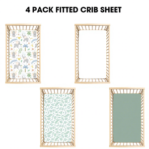 Vente en gros d'usine/OEM, drap de <span class=keywords><strong>lit</strong></span> pour berceau adapté aux berceaux standard et aux matelas pour nourrissons, housse de <span class=keywords><strong>lit</strong></span> pour enfants, ensemble de quatre pièces - Product Image 1