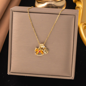 Collar <span class=keywords><strong>de</strong></span> Acero <span class=keywords><strong>de</strong></span> Titanio con Circonita Brillante, Chapado Electrolítico, <span class=keywords><strong>Cadena</strong></span> <span class=keywords><strong>de</strong></span> Bambú Elegante, <span class=keywords><strong>de</strong></span> Alta Gama, Pequeña Escala, para Mujer - Product Image 1