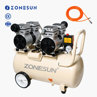 Compresseur d'air silencieux sans huile de type piston en cuivre pur ZONESUN ZS-AC50L pour le travail du bois dentaire, la peinture, pompe à air portable