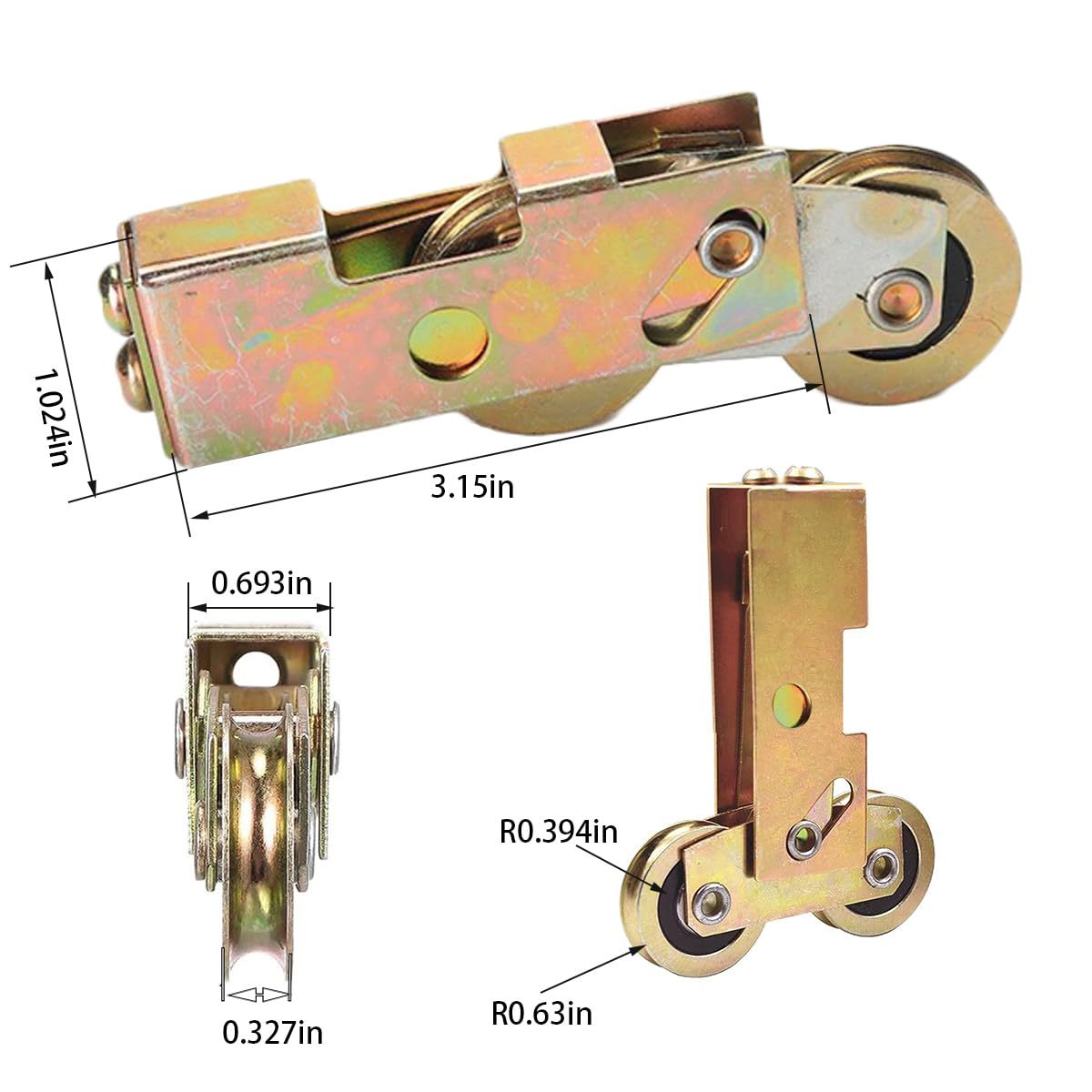 Sliding Door Rollers Replacement – 2-Pack Tandem Wheel Assembly, 1-1/4″ Steel Ball Bearing, For Patio Glass Doors, Windows & Closets (300 Lb Capacity)
