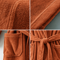 Robe de chambre en coton éponge orange respirante et confortable pour femme, style enveloppant, idéale pour le quotidien et après la douche, vente en gros