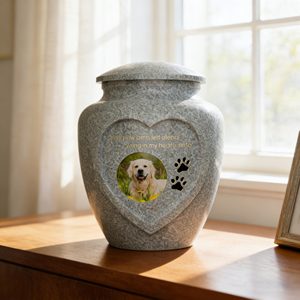 Zarif Reçine Hayvan Urnası - Sevgili Evcil Hayvanlarınız için Kaya Tarzı Fotoğraf Kakma ve Lazer Gravür - Product Image 2