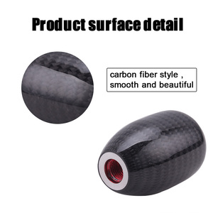 Accessoires décoratifs universels pour voiture, pommeau de levier de vitesse en fibre de carbone, forme ronde, avec adaptateur pour voiture - Product Image 2