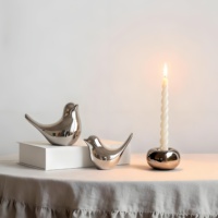 Ensemble de bougeoirs en céramique argentée de style nordique, décoration créative pour la maison, la table, les fêtes, les mariages