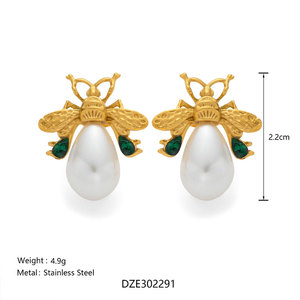 Pendientes de Perlas de Lujo con Baño de Oro de 14k y 18k, Acero Inoxidable 316L, Joyería de Moda de Titanio para Mujer - Product Image 6