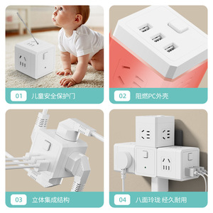 ปลั๊กพ่วงอัจฉริยะแบบมินิ 3 ช่อง USB พร้อมเต้ารับแบบสากล 4x5 รู สำหรับบ้านและหอพัก - Product Image 4
