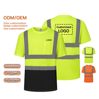 T-shirt d'été à manches courtes haute visibilité, fluorescent, réfléchissant et respirant, uniforme de travail extérieur pour la construction, certifié CE