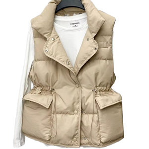Chaleco Corto Acolchado de Moda para Mujer, Otoño-Invierno, Holgado, Sin Mangas, con Bolsillos Grandes y Cintura Ajustable, Chaqueta Exterior Acolchada - Product Image 1