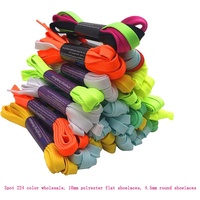Lacets plats en polyester de couleur unie, lacets de remplacement simples emballés dans des tubes en plastique transparent pour chaussures de sport