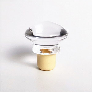 Tapón de Vino Redondo de Vidrio Prensado y Pulido, Antiderrames, en Forma de Bollo, Cristal <span class=keywords><strong>K9</strong></span> Grabado, Cierre a Presión, Logotipo Personalizado, 750 ml, Blanco - Product Image 1