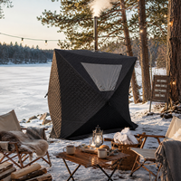 Tente Chaude de Pêche sur Glace Warmfire, Sauna, 600D Oxford, Triple Couche, Imperméable, Thermique, Une Chambre, Montage Rapide Automatique, Carrée, pour Événements
