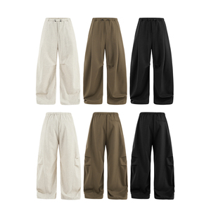 QUICKSHOW pantaloni Casual da uomo stile <span class=keywords><strong>lino</strong></span> pantaloni larghi plissettati vecchi soldi pantaloni Vintage eleganti da vacanza per gli uomini - Product Image 6