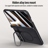 Casing Pelindung Lensa Berengsel Magnetik Matte Mewah untuk iPhone Duo 5G, Tahan Banting dengan Pelindung Layar Kaca