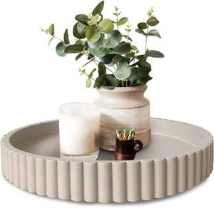 Plateau rond en béton de 13 pouces, centre de table décoratif gris moderne, plateau de service pour la maison, le salon, le bureau. - Product Image 1