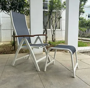 Multi-Position Outdoor Metal Aluminium Folding Garden House Garden Furniture Padded Chair with Padded Seat