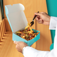 Boîte en papier jetable personnalisée pour repas joyeux pour enfants avec gaufrage pour poulet frit, hamburger, frites, nuggets à emporter