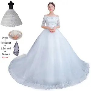 Vestidos De Noivas Plus Size Gorgeous Long Train Wedding Dresses Lace Beaded Ball Gown Elegant Bride Dress Luxury Wedding Gowns