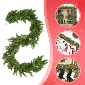 Guirlande de Noël artificielle verte de 1,8 m, réaliste, en cyprès et pin, en plastique, pour table ou cheminée - Product Image 3