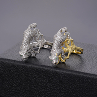 Bague Panthère de Luxe Plaqué Or 18K, Entièrement Pavée de Zircons Cubiques, Yeux d'Émeraude, Bijou Animalier Tendance