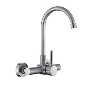 Jboyuan Wall Mounted Kitchen Faucet 304 Stainless Steel Single Handle 360 Degree Rotate Modern Style - Product Image 5