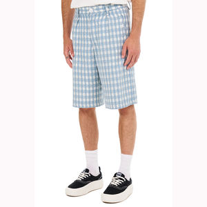 Short plissé à motif écossais bleu, 100% coton, tissu de haute qualité, short unisexe à motif pied-de-poule, short d'été 2026, tenues personnelles - Product Image 2