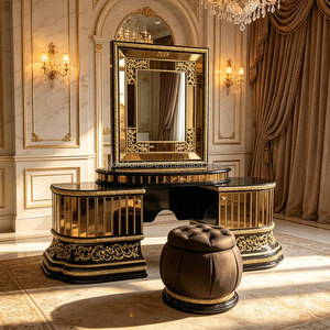 Letto Matrimoniale Classico Europeo di Lusso in Stile Francese, Mobili in Legno Massello Dorato per Villa e Palazzo, Intagliato a Mano da Artigiani - Product Image 5