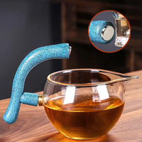 Service à thé automatique magnétique style chinois en verre borosilicate de haute qualité, infuseur à thé paresseux 350 ml, fait main, transparent de qualité alimentaire