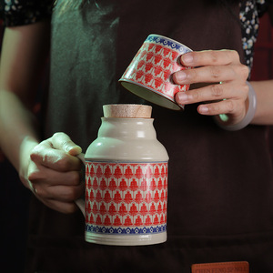 Master Gu <b>Ceramic</b> Mini Thermos Mug With Lid Hand Drawn Tea Brewing Office Use 2329B - Product Image 4