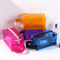 Quantité minimale de commande bas seulement 50 pièces personnalisé transparent néon coloré PVC cosmétique maquillage toilette soins de la peau Kits pochette étanche en plastique cadeau sac