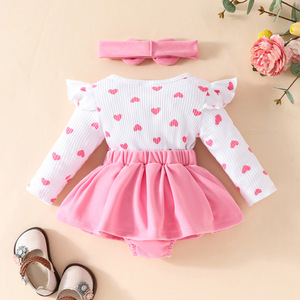 Vestido de Bebé Niña con Flores Bordadas, Manga Larga, Diseño Triangular, 2 Piezas - Product Image 3