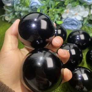 Nature Crystal High Quality Pretty Crystal Healing Stone Ball Black Obsidian Sphere For Sell