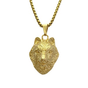 Yunnique – collier avec pendentif tête de loup en acier inoxydable pour hommes, bijoux sur le thème des animaux, cadeau - Product Image 5