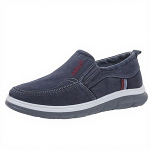 Washed Denim Canvas Upper Lightweight Men's Slip-On Loafers Casual Driving Skateboarding Shoes <b>Flats</b> with Mesh Lining - Product Image 1