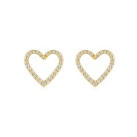 Boucles d'oreilles clous en argent sterling 925 en forme de cœur pour femme, serties pavé, couleur D, moissanite VVS1, boucles d'oreilles diamant moissanite