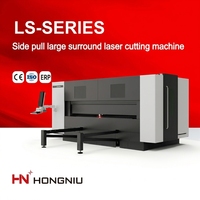 Machine de découpe laser à fibre HONGNIU 3015 avec grande table de travail 1500x3000mm, découpeuse laser CNC pour métaux, conception fermée pour tôles